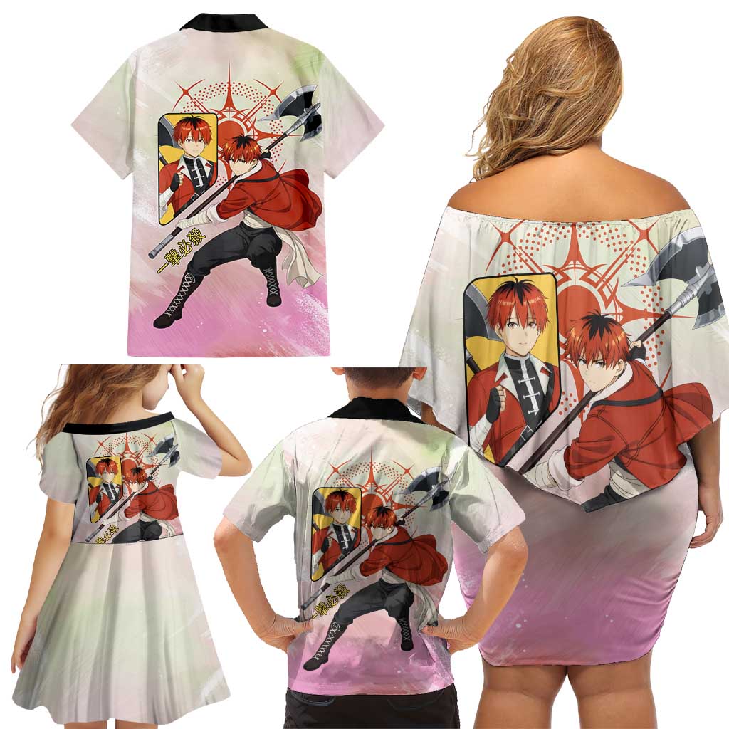 Stark Frieren Beyond Journey’s End Family Matching Off Shoulder Short Dress and Hawaiian Shirt Dynamic Anime Warrior Style