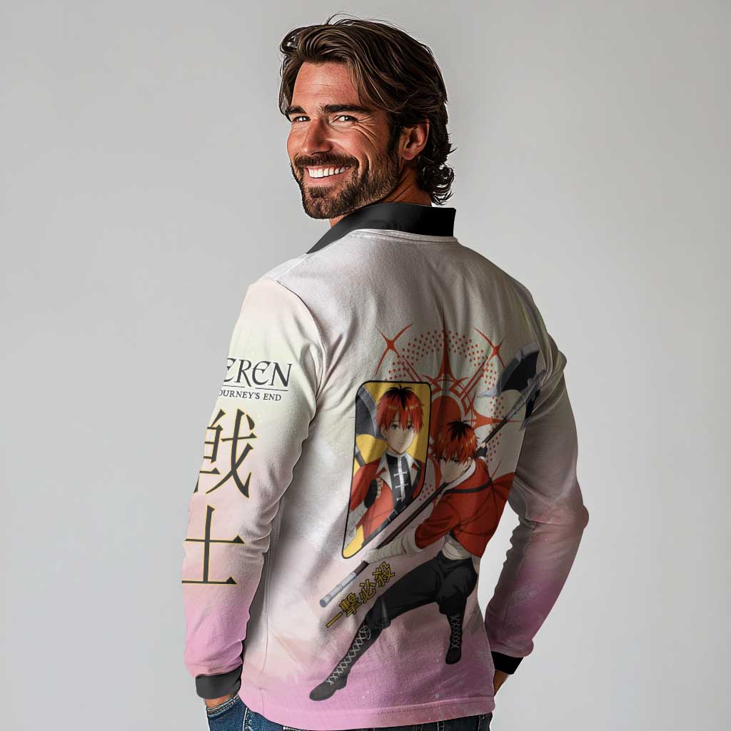 Stark Frieren Beyond Journey’s End Long Sleeve Polo Shirt Dynamic Anime Warrior Style