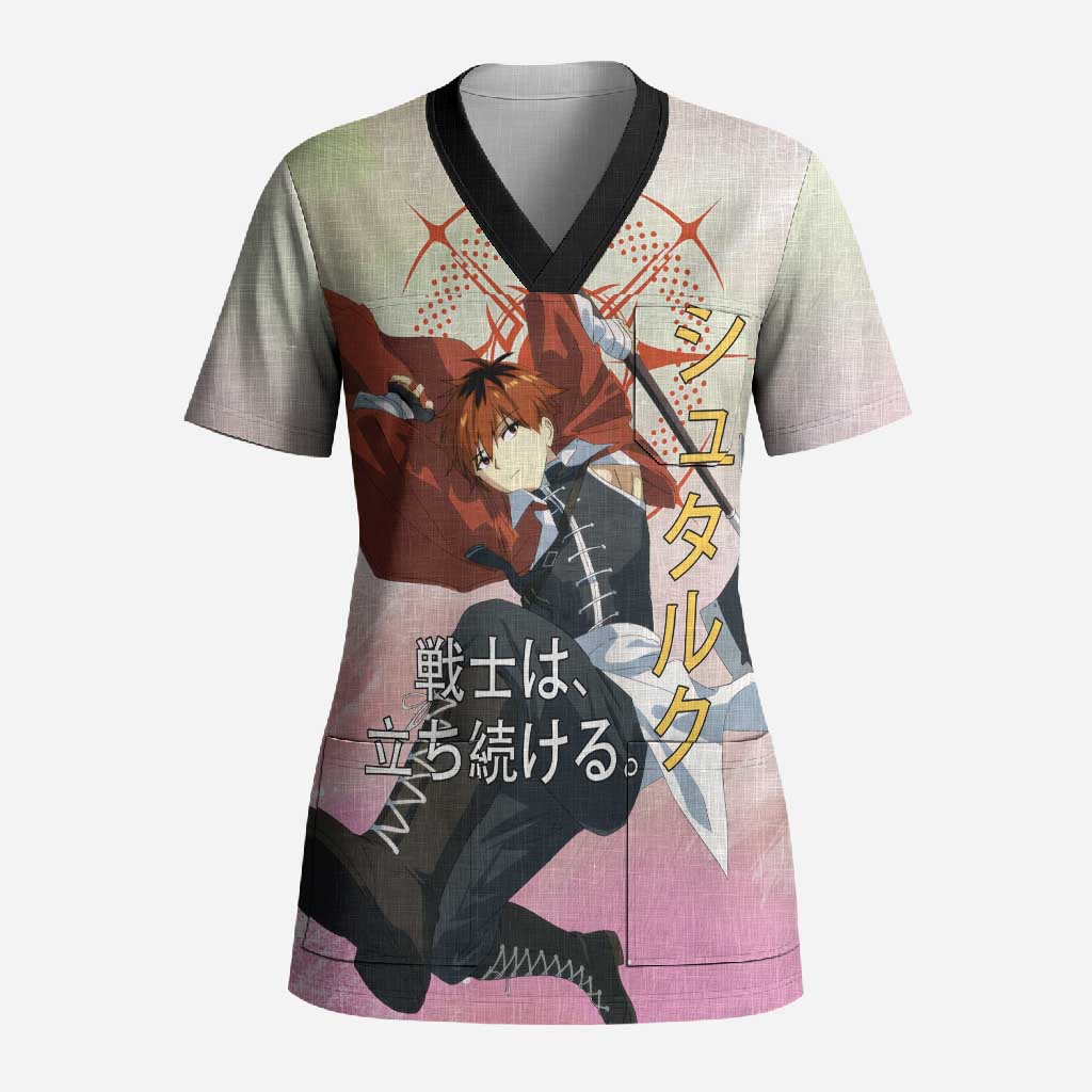 Stark Frieren Beyond Journey’s End Scrub Top Dynamic Anime Warrior Style