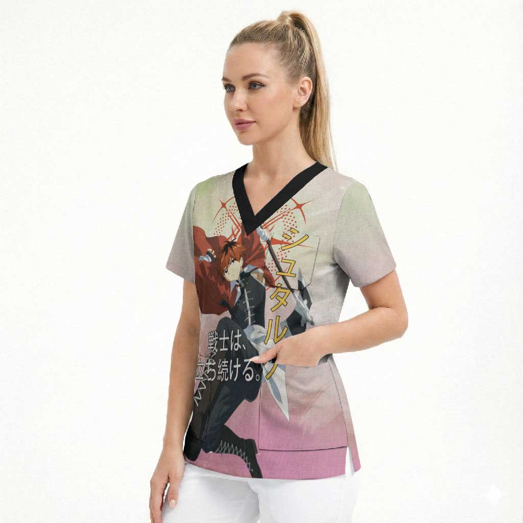 Stark Frieren Beyond Journey’s End Scrub Top Dynamic Anime Warrior Style