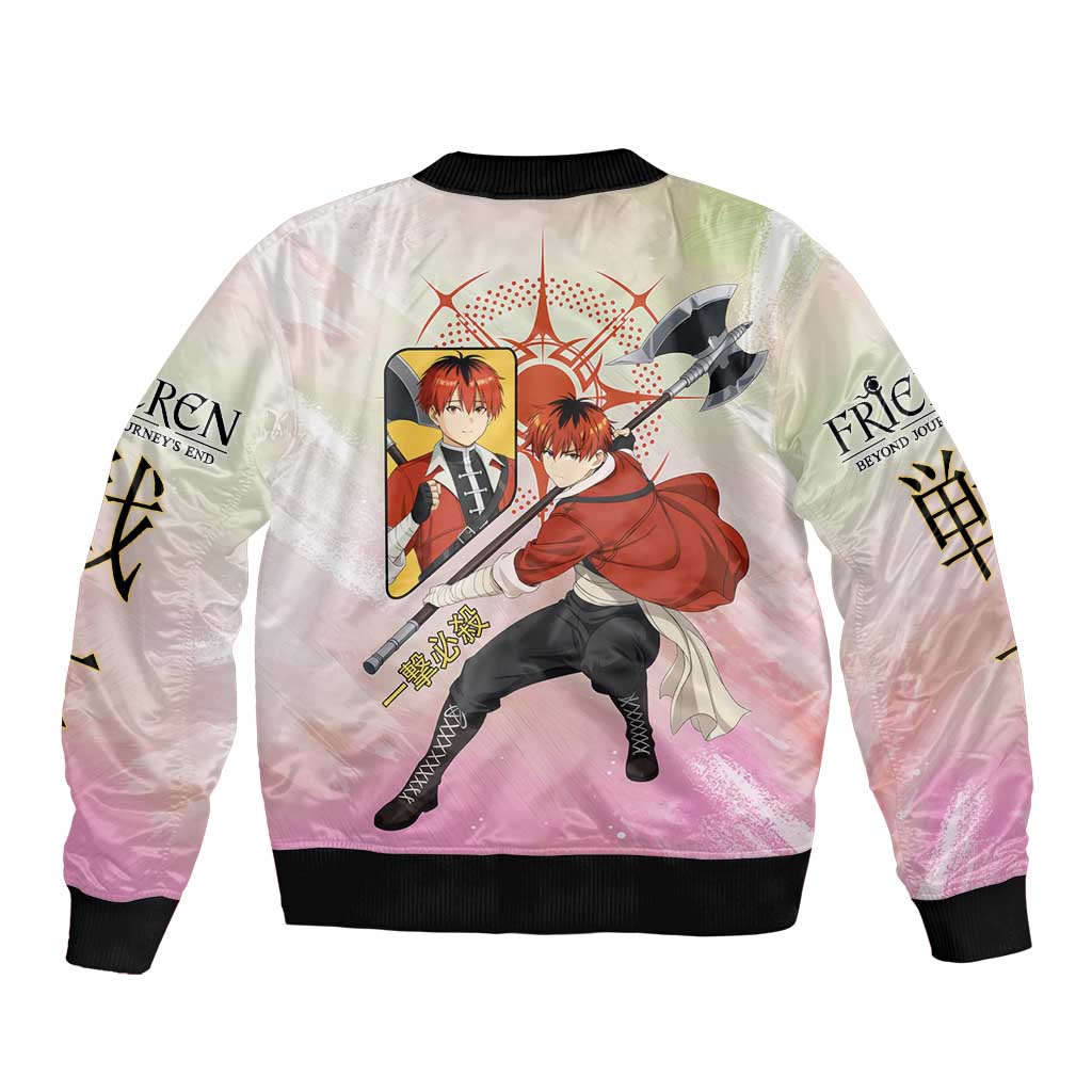 Stark Frieren Beyond Journey’s End Sleeve Zip Bomber Jacket Dynamic Anime Warrior Style