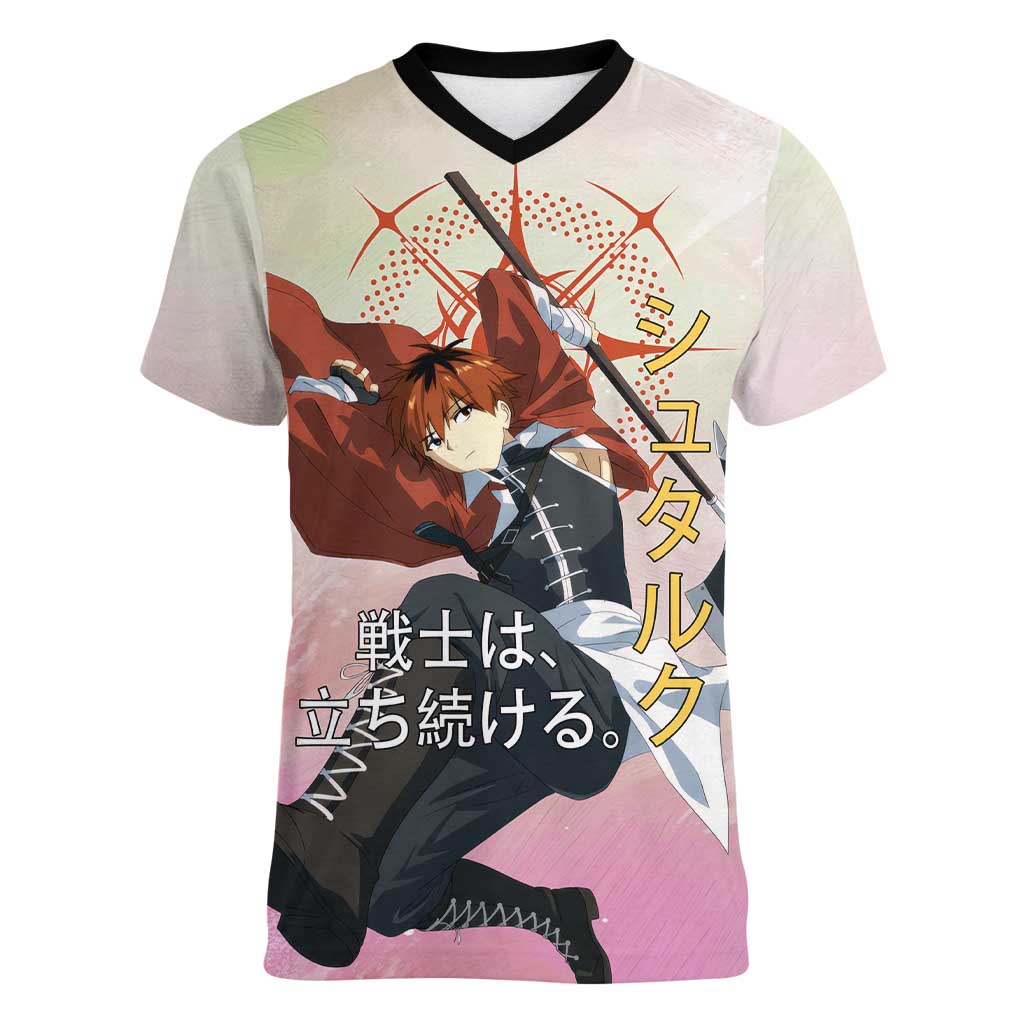 Stark Frieren Beyond Journey’s End Women V-Neck T-Shirt Dynamic Anime Warrior Style