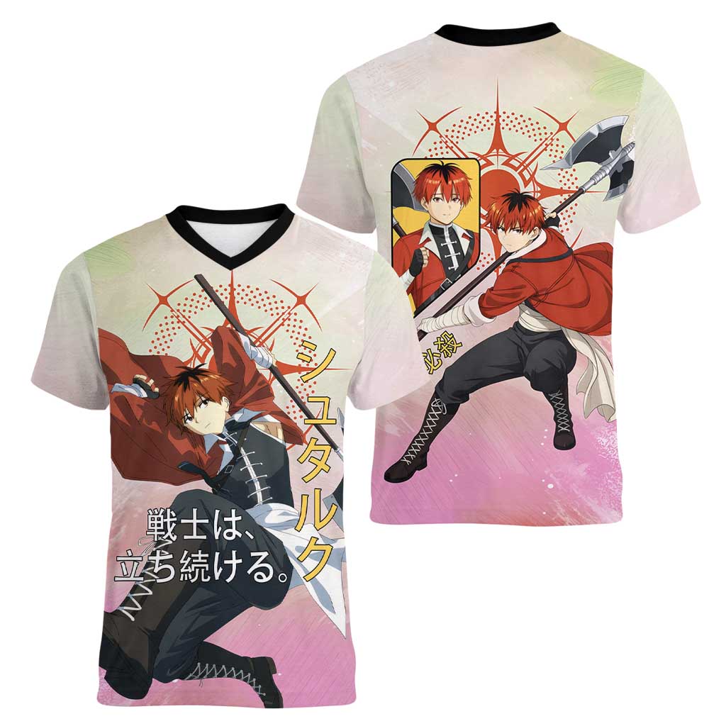 Stark Frieren Beyond Journey’s End Women V-Neck T-Shirt Dynamic Anime Warrior Style