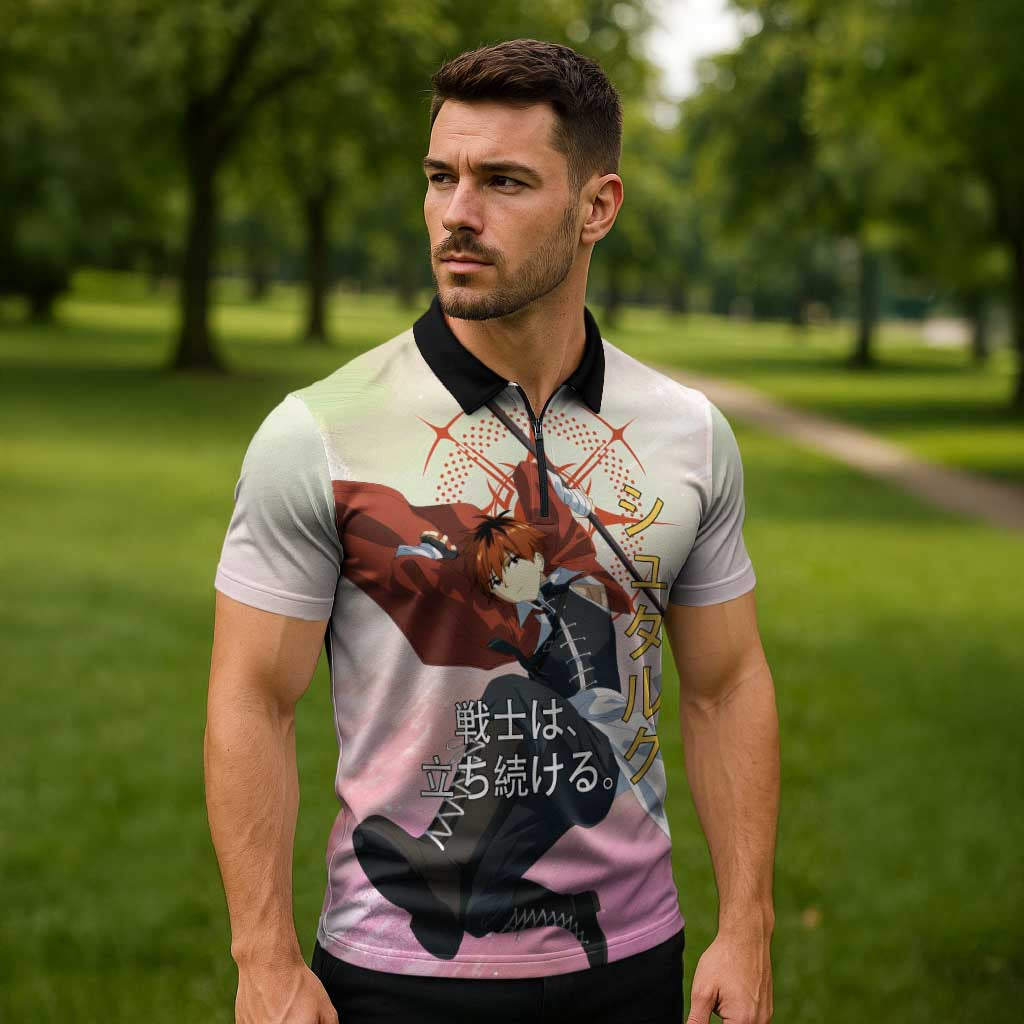 Stark Frieren Beyond Journey’s End Zipper Polo Shirt Dynamic Anime Warrior Style