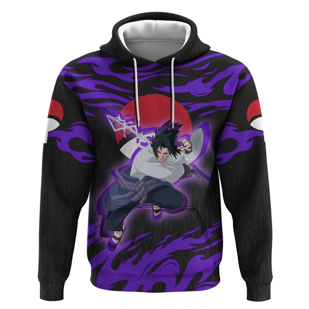 Uchiha Sasuke Naruto Hoodie Electric Flame Anime Sunrise Style