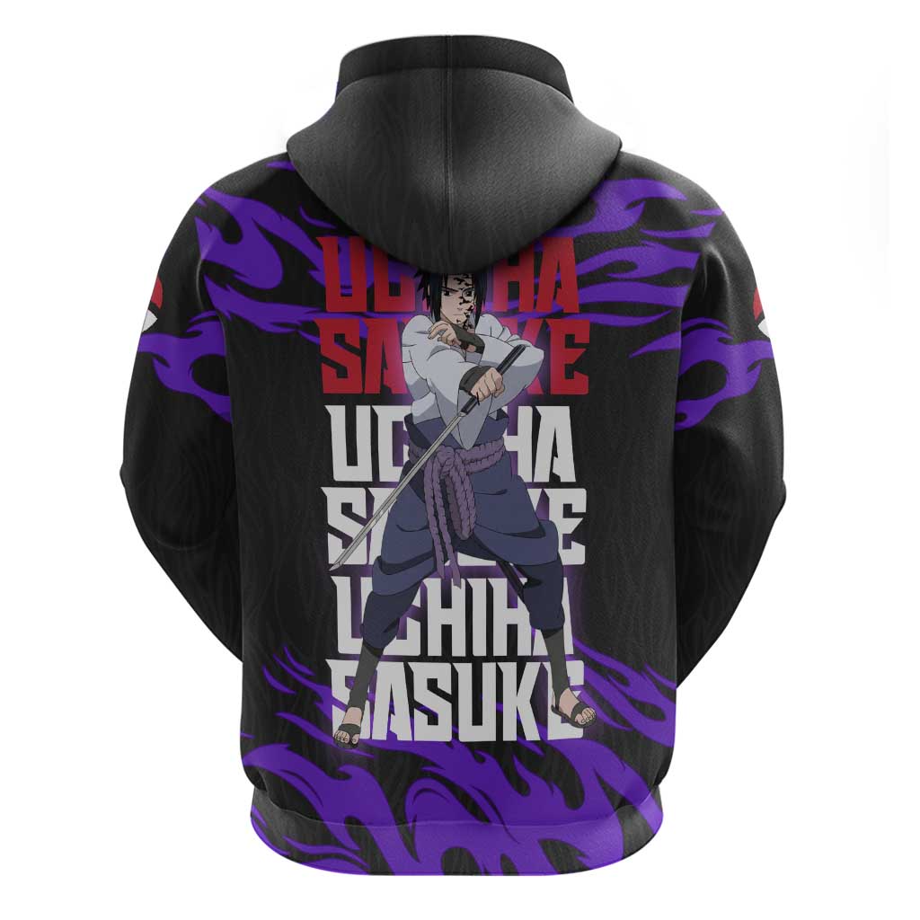 Uchiha Sasuke Naruto Hoodie Electric Flame Anime Sunrise Style