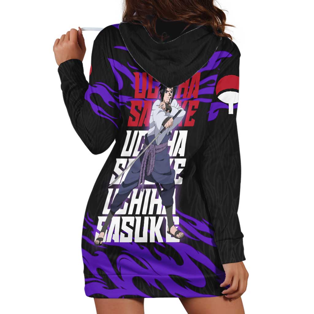 Uchiha Sasuke Naruto Hoodie Dress Electric Flame Anime Sunrise Style