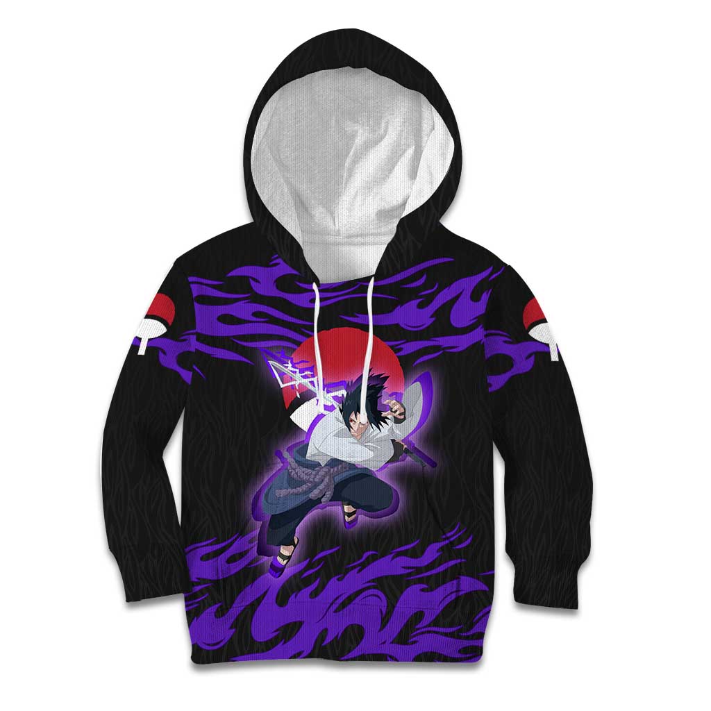 Uchiha Sasuke Naruto Kid Hoodie Electric Flame Anime Sunrise Style
