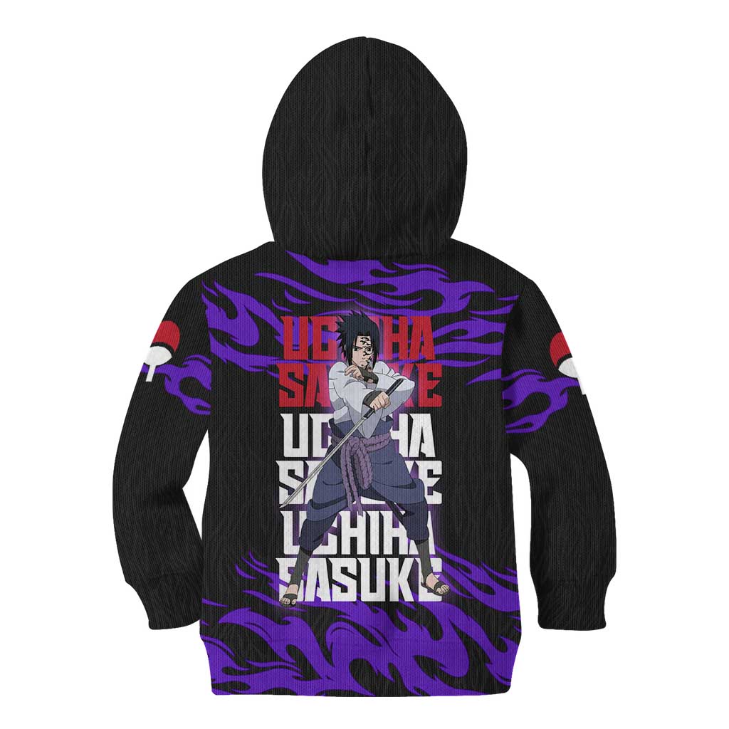 Uchiha Sasuke Naruto Kid Hoodie Electric Flame Anime Sunrise Style