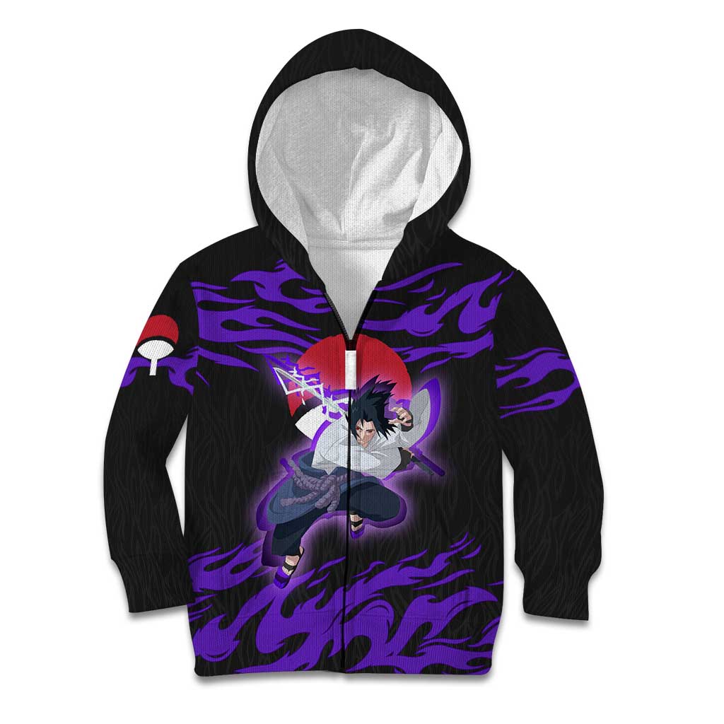 Uchiha Sasuke Naruto Kid Hoodie Electric Flame Anime Sunrise Style