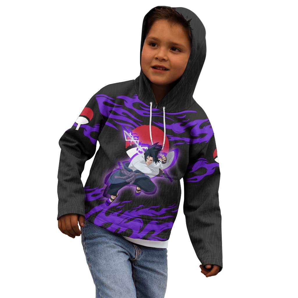 Uchiha Sasuke Naruto Kid Hoodie Electric Flame Anime Sunrise Style