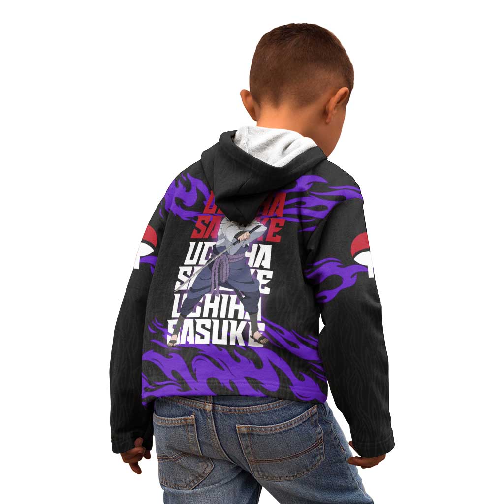 Uchiha Sasuke Naruto Kid Hoodie Electric Flame Anime Sunrise Style