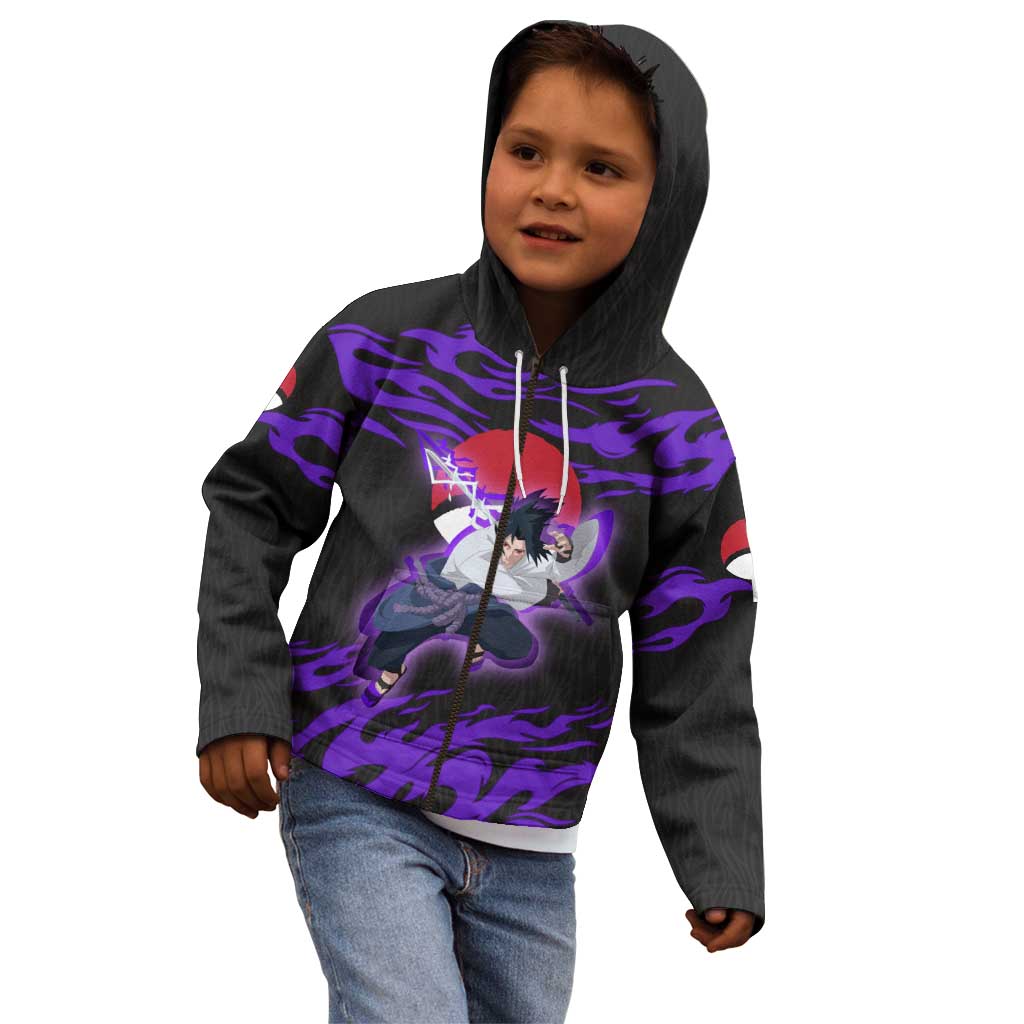 Uchiha Sasuke Naruto Kid Hoodie Electric Flame Anime Sunrise Style
