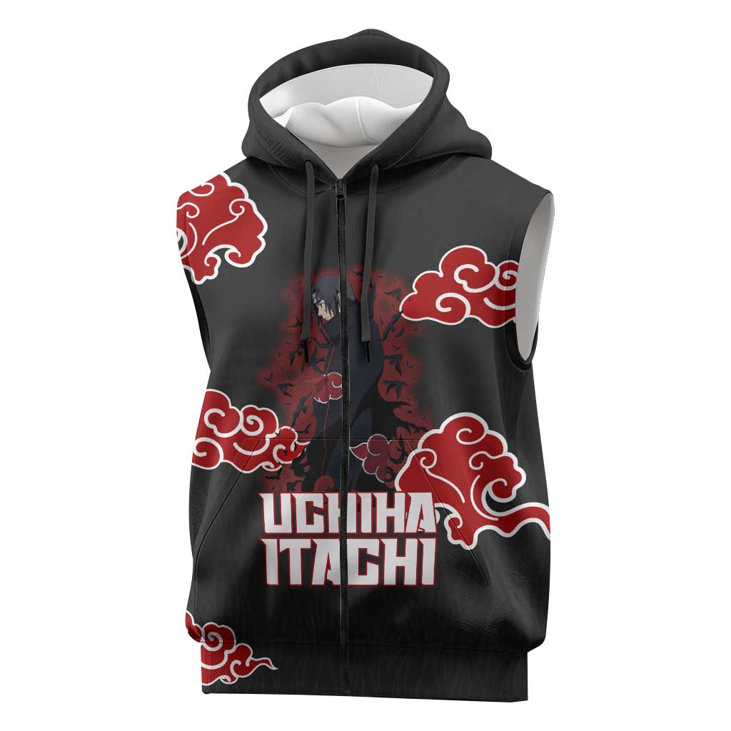 Uchiha Itachi Naruto Sleeveless Zip Hoodie Akatsuki Cloud Anime Shadow Style