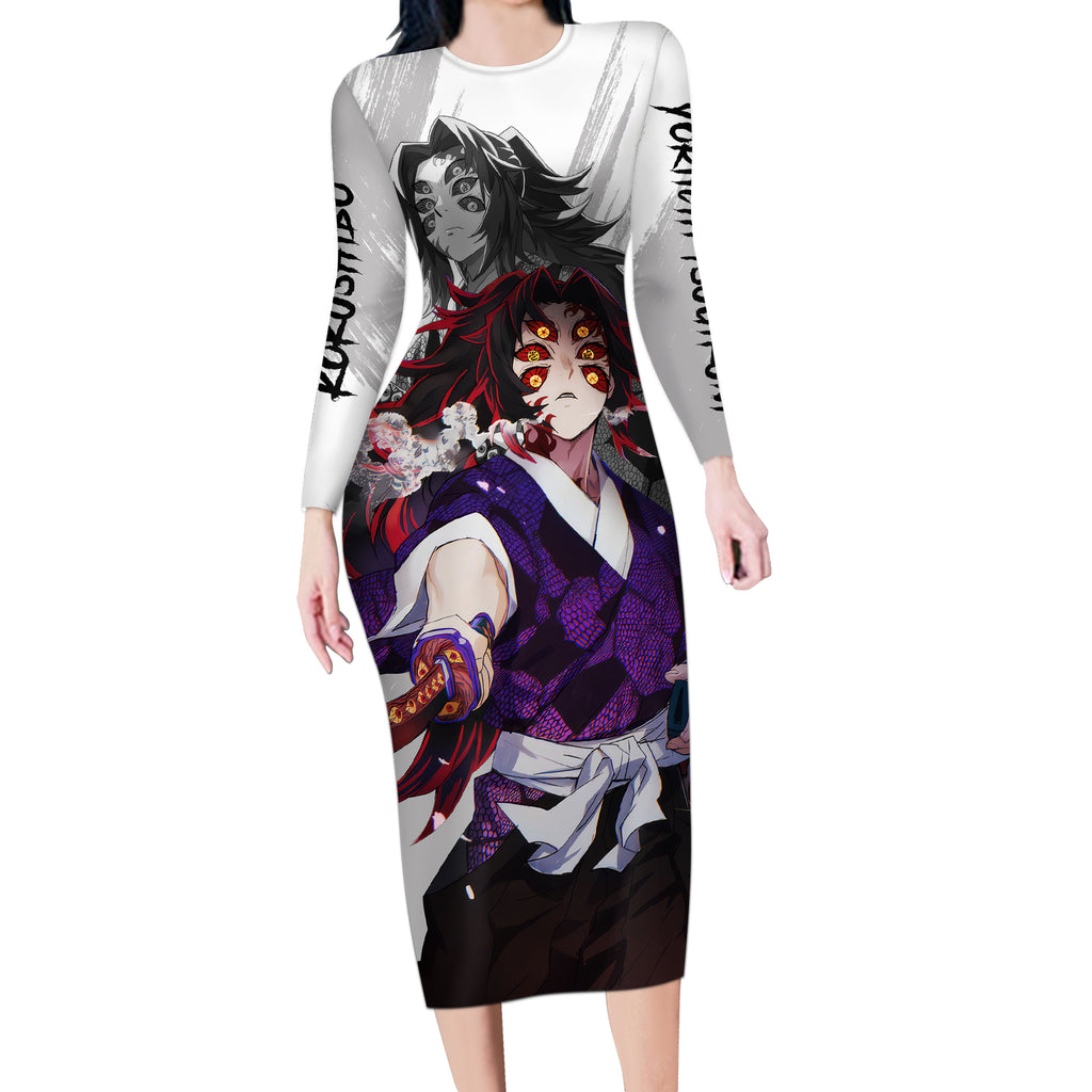 Kokushibo and Yoriichi Tsugikuni Long Sleeve Bodycon Dress