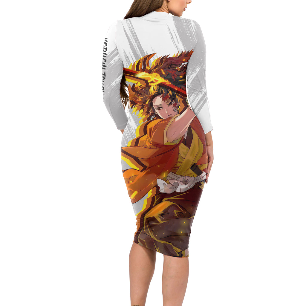 Kokushibo and Yoriichi Tsugikuni Long Sleeve Bodycon Dress