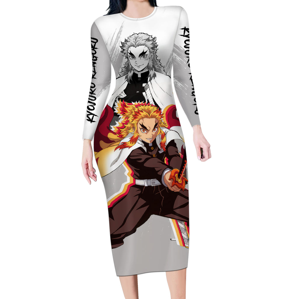 Kyojuro Rengoku Long Sleeve Bodycon Dress