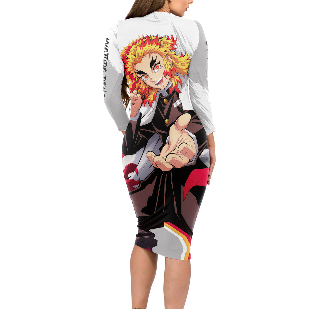 Kyojuro Rengoku Long Sleeve Bodycon Dress