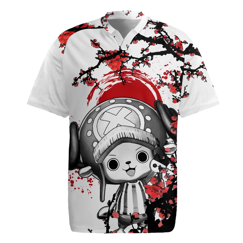 Red Tony Chopper Rugby Jersey Japan Style One Piece Anime