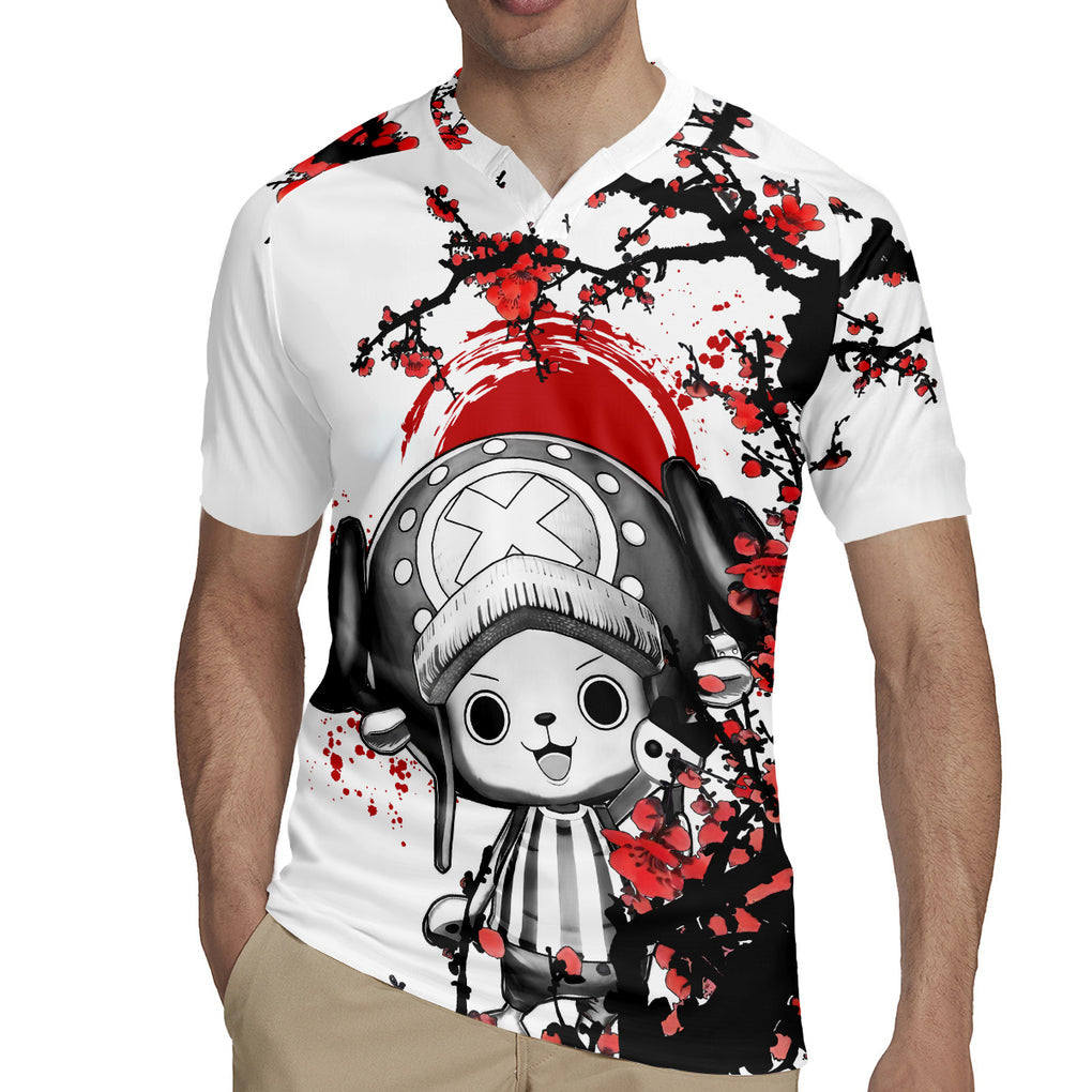 Red Tony Chopper Rugby Jersey Japan Style One Piece Anime