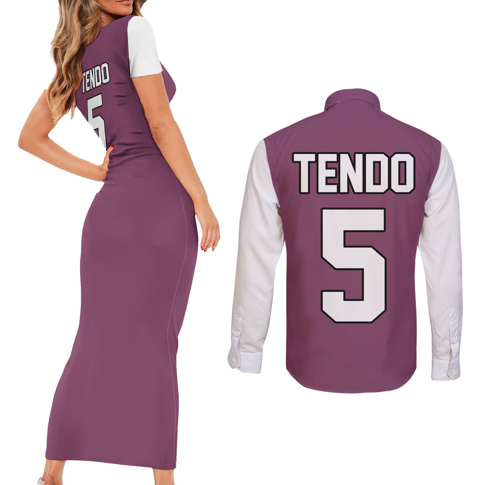 Shiratorizawa Satori Tendo Couples Matching Short Sleeve Bodycon Dress and Long Sleeve Button Shirt Haikyu