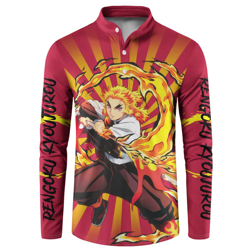Rengoku - Demon Slayer Button Sweatshirt Anime Style