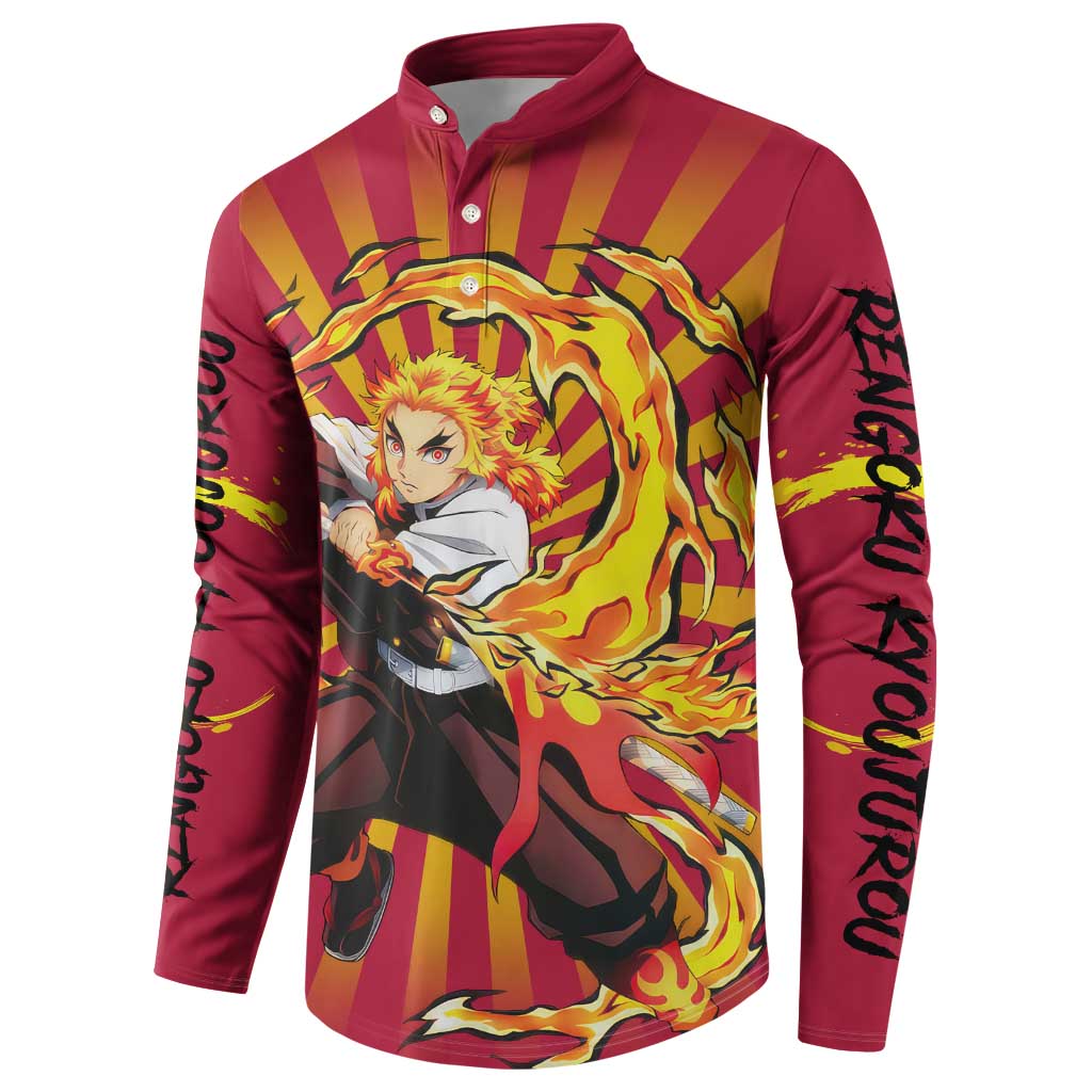 Rengoku - Demon Slayer Button Sweatshirt Anime Style