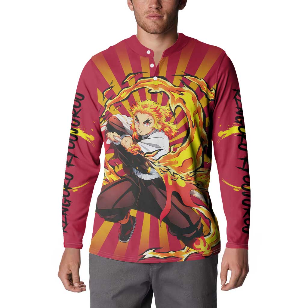 Rengoku - Demon Slayer Button Sweatshirt Anime Style