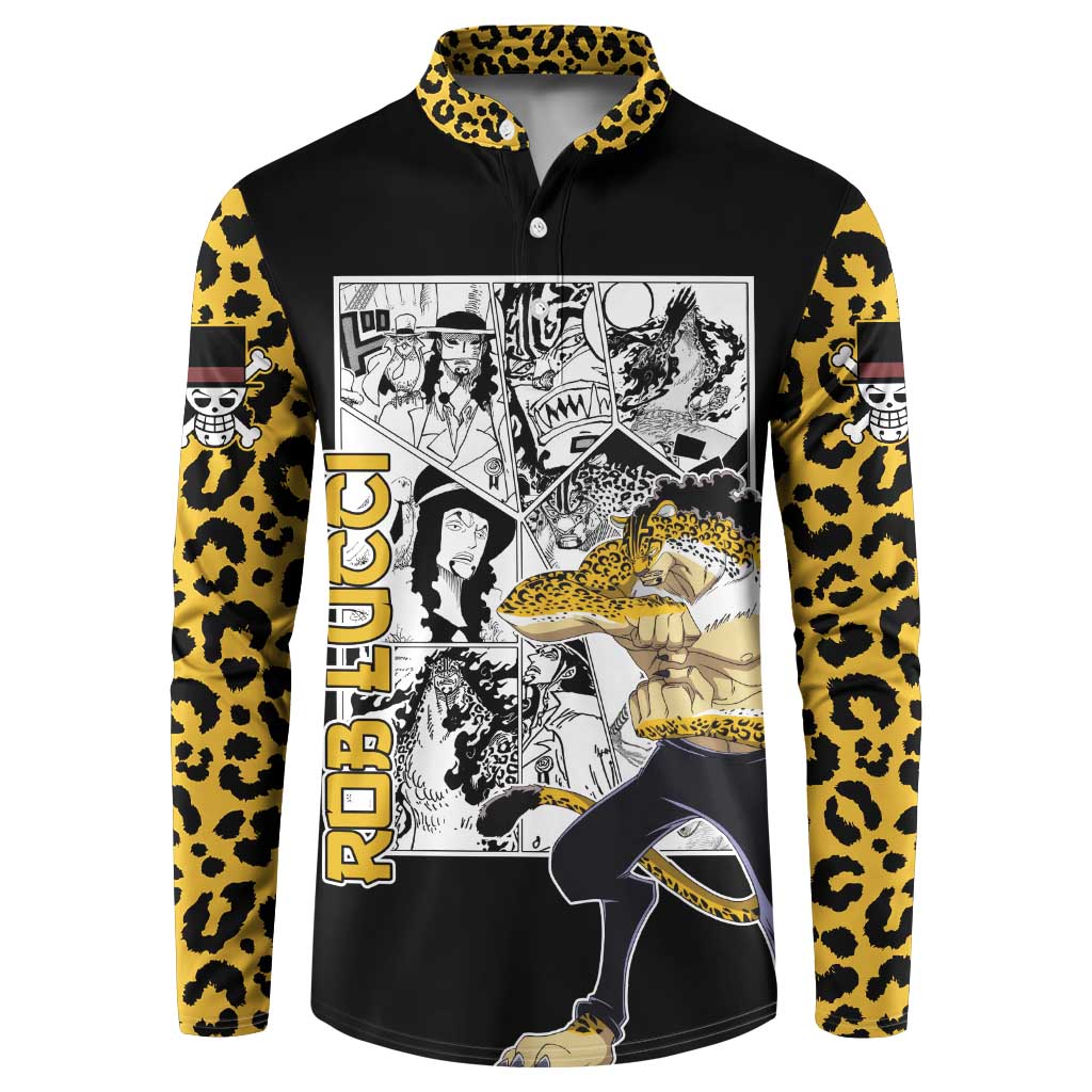 Rob Lucci - One Piece Button Sweatshirt Anime Mix Pattern Style
