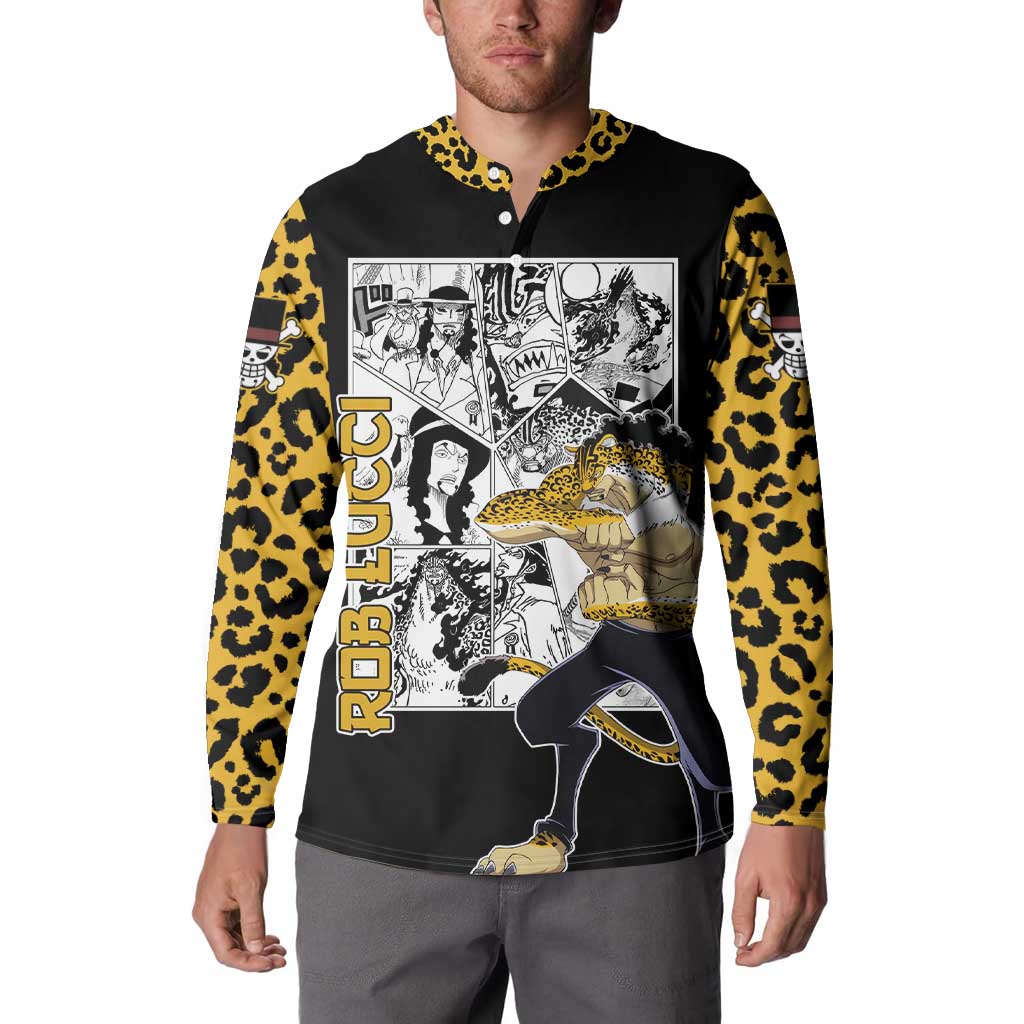Rob Lucci - One Piece Button Sweatshirt Anime Mix Pattern Style