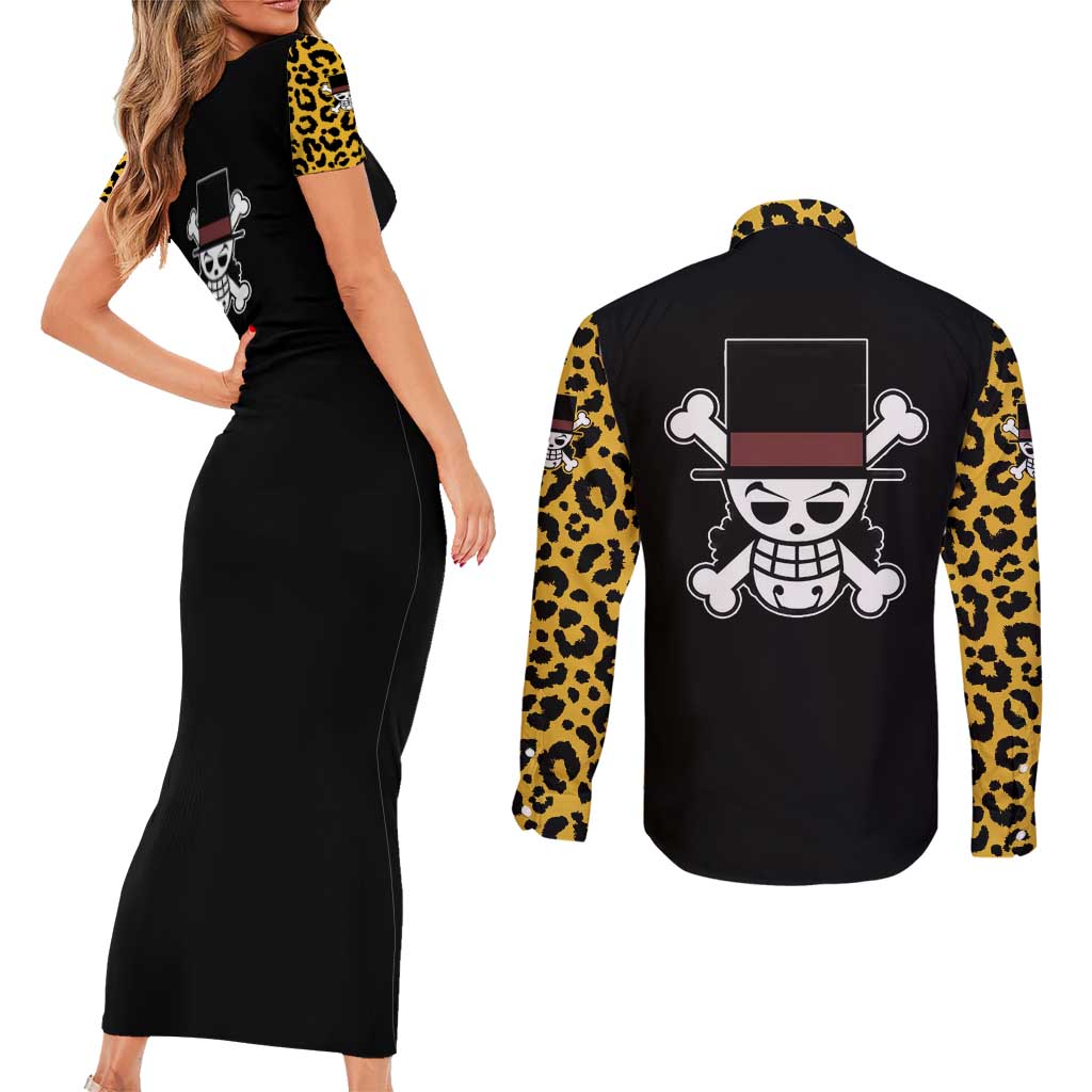 Rob Lucci - One Piece Couples Matching Short Sleeve Bodycon Dress and Long Sleeve Button Shirt Anime Mix Pattern Style