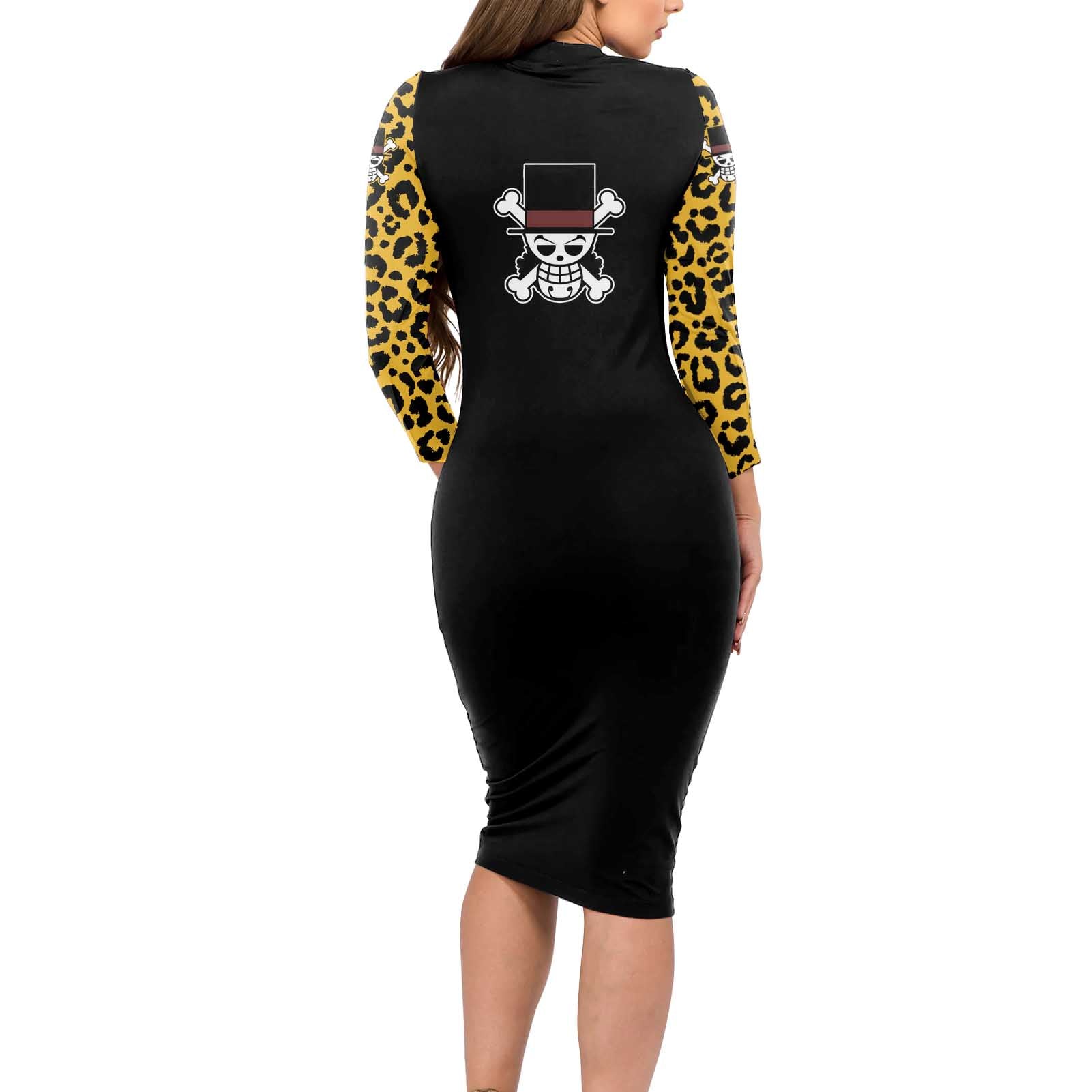 Rob Lucci - One Piece Long Sleeve Bodycon Dress Anime Mix Pattern Style