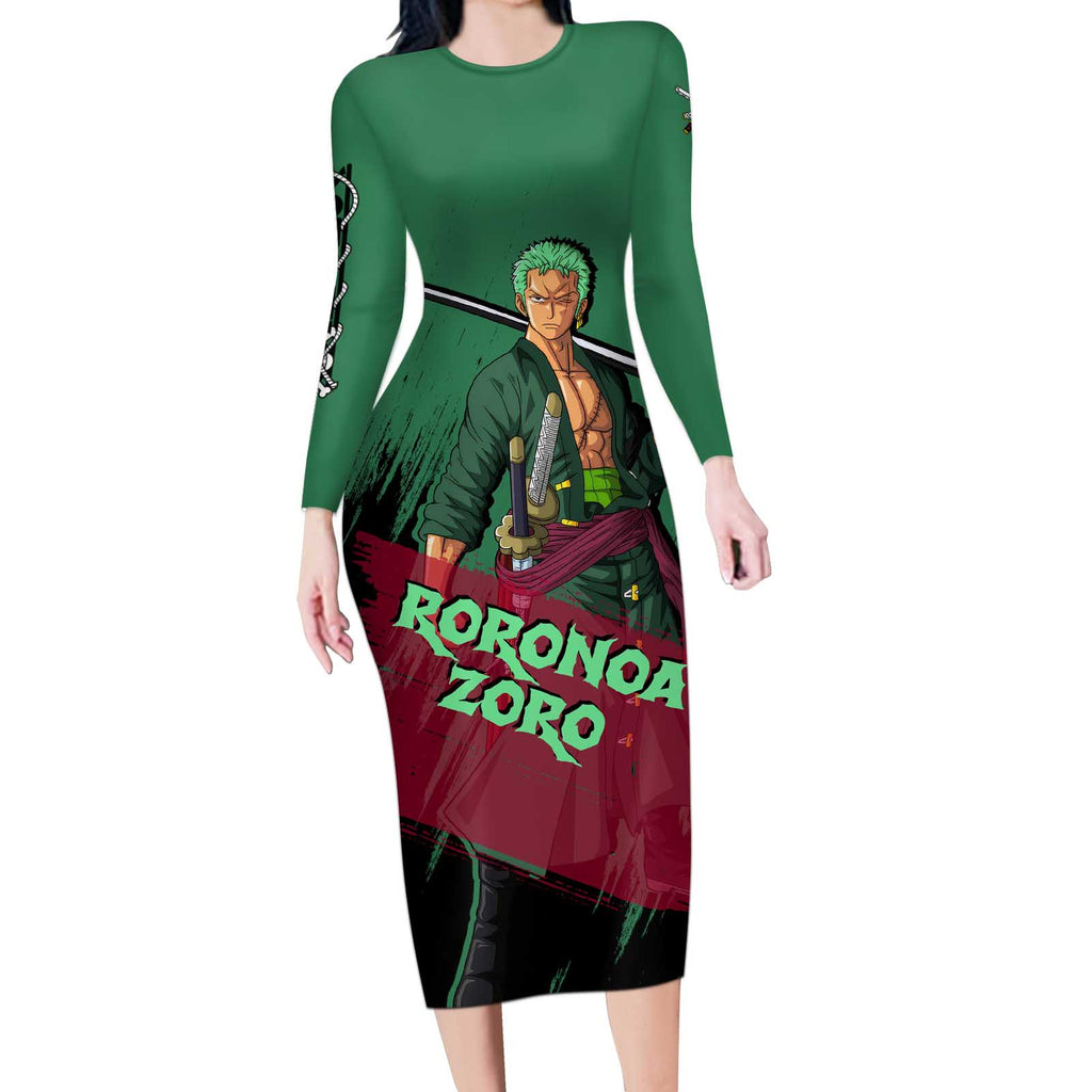 Roronoa Zoro - One Piece Long Sleeve Bodycon Dress Anime Style