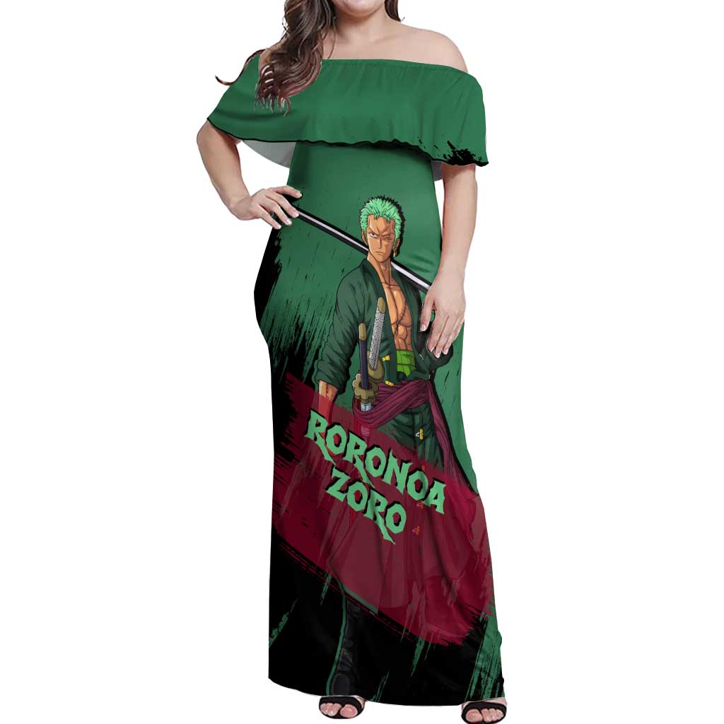 Roronoa Zoro - One Piece Off Shoulder Maxi Dress Anime Style