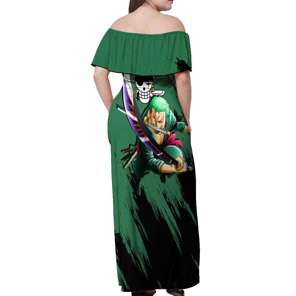 Roronoa Zoro - One Piece Off Shoulder Maxi Dress Anime Style