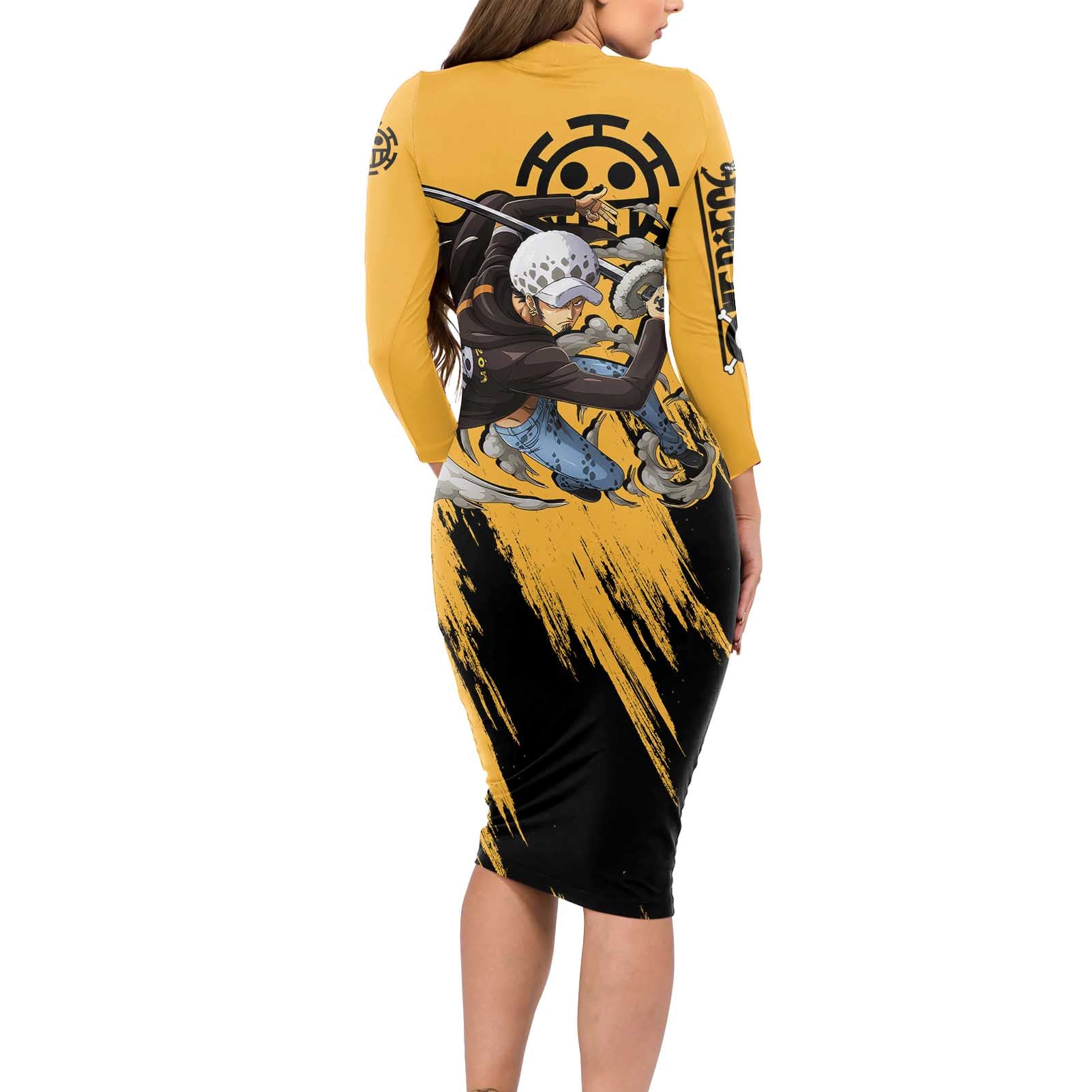 Trafalgar D. Water Law - One Piece Long Sleeve Bodycon Dress Anime Style