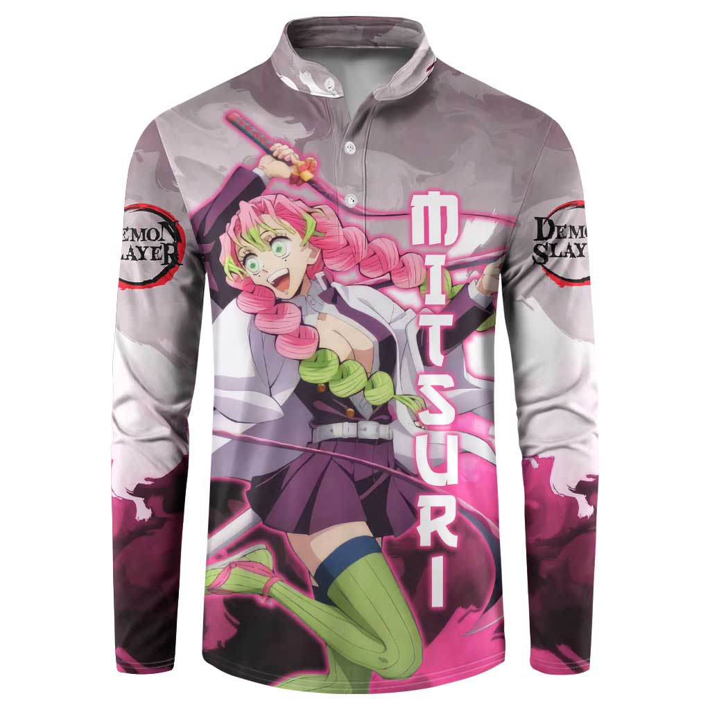 Mitsuri Kanroji - Demon Slayer Button Sweatshirt Anime Style
