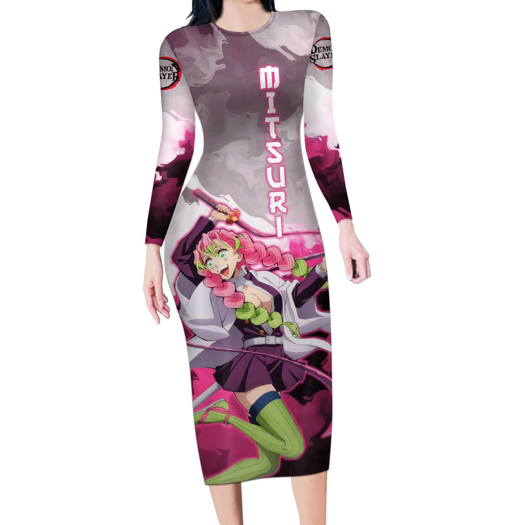Mitsuri Kanroji - Demon Slayer Long Sleeve Bodycon Dress Anime Style