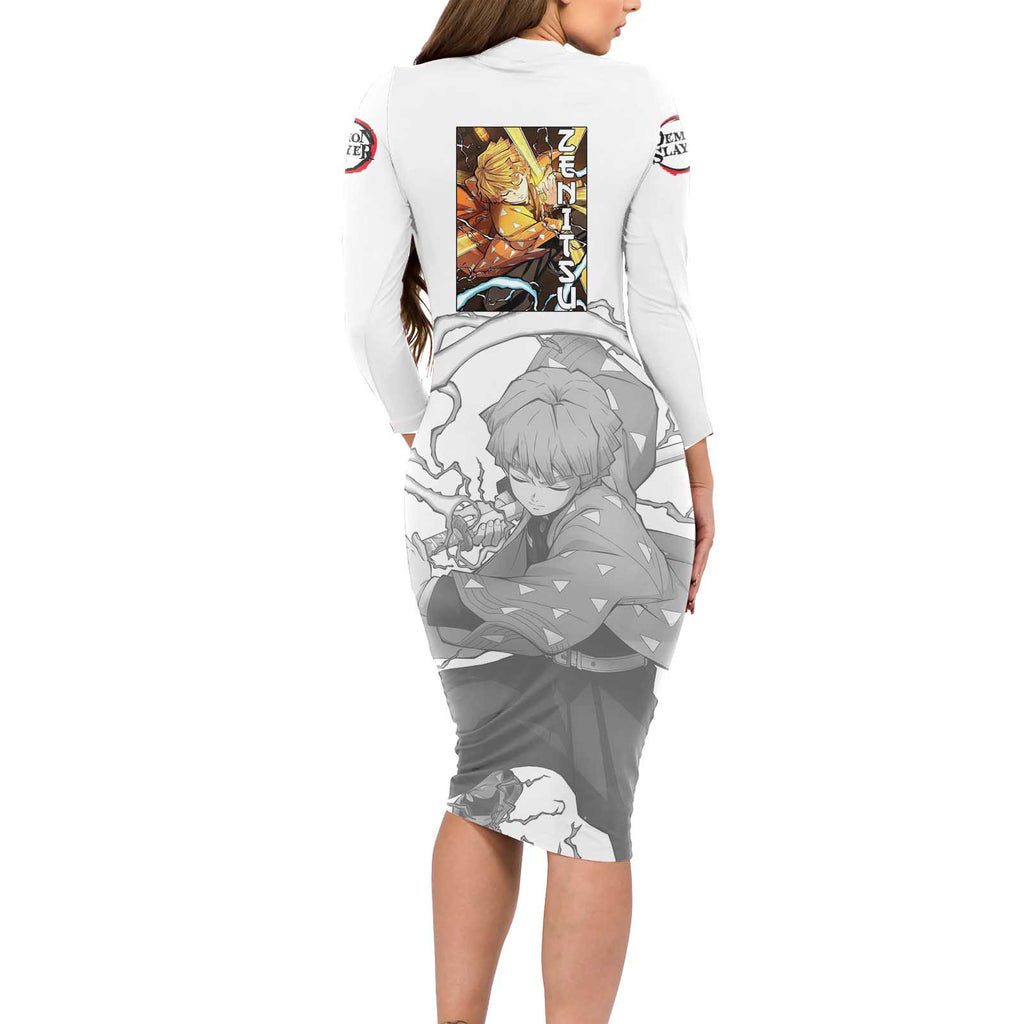 Zenitsu Agatsuma - Demon Slayer Long Sleeve Bodycon Dress Anime Style