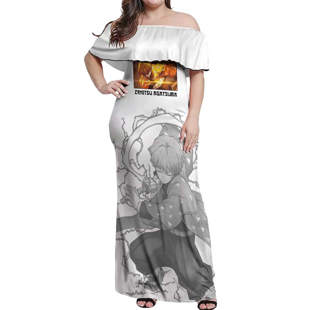 Zenitsu Agatsuma - Demon Slayer Off Shoulder Maxi Dress Anime Style