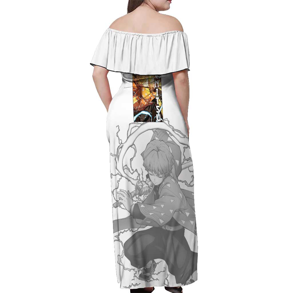 Zenitsu Agatsuma - Demon Slayer Off Shoulder Maxi Dress Anime Style