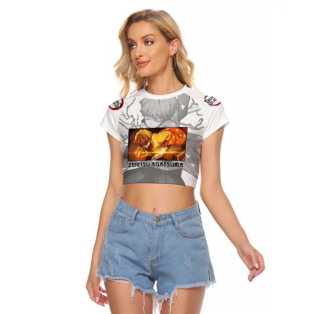 Zenitsu Agatsuma - Demon Slayer Raglan Cropped T Shirt Anime Style