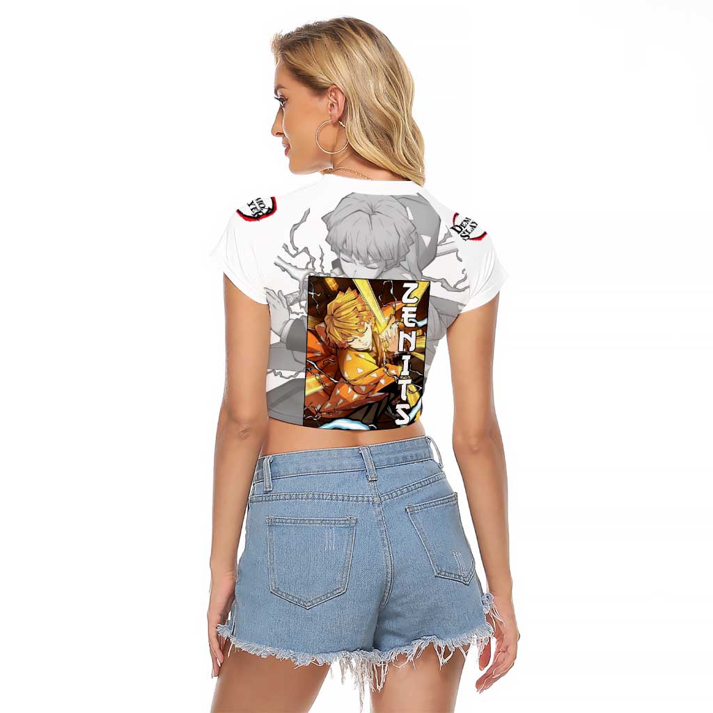 Zenitsu Agatsuma - Demon Slayer Raglan Cropped T Shirt Anime Style
