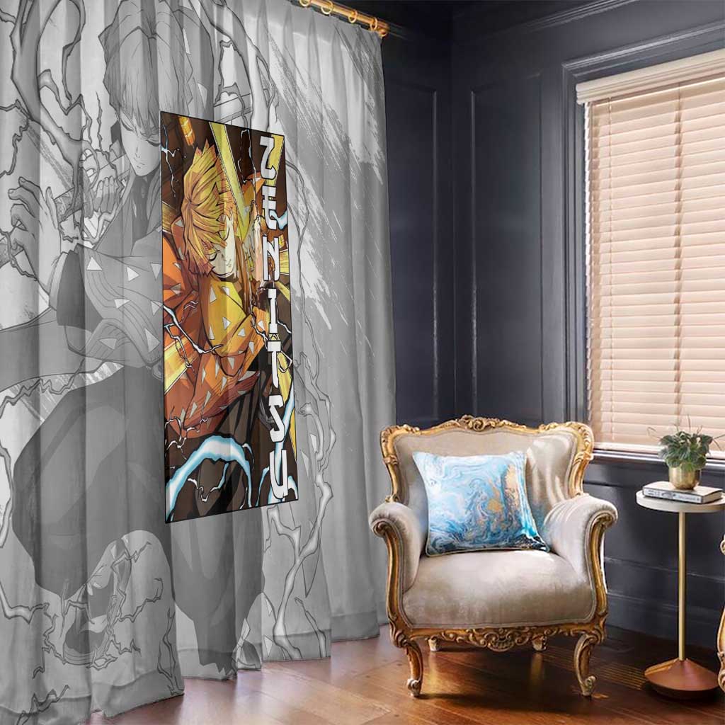 Zenitsu Agatsuma - Demon Slayer Window Curtain Anime Style