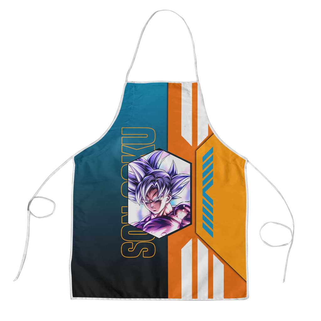 Son Goku from Dragon Ball Apron with Orange Gi, Power Pose, and Energy Effect Design - The Mazicc