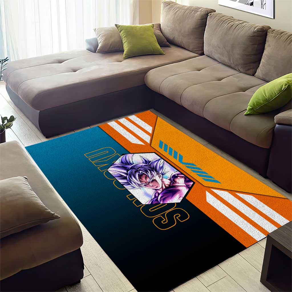 Son Goku from Dragon Ball Area Rug with Orange Gi, Power Pose, and Energy Effect Design - The Mazicc