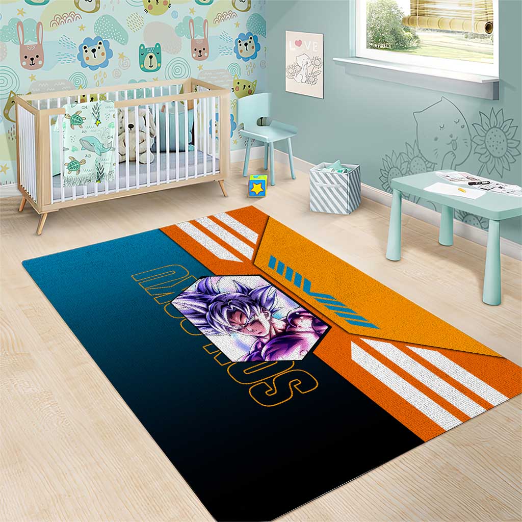 Son Goku from Dragon Ball Area Rug with Orange Gi, Power Pose, and Energy Effect Design - The Mazicc