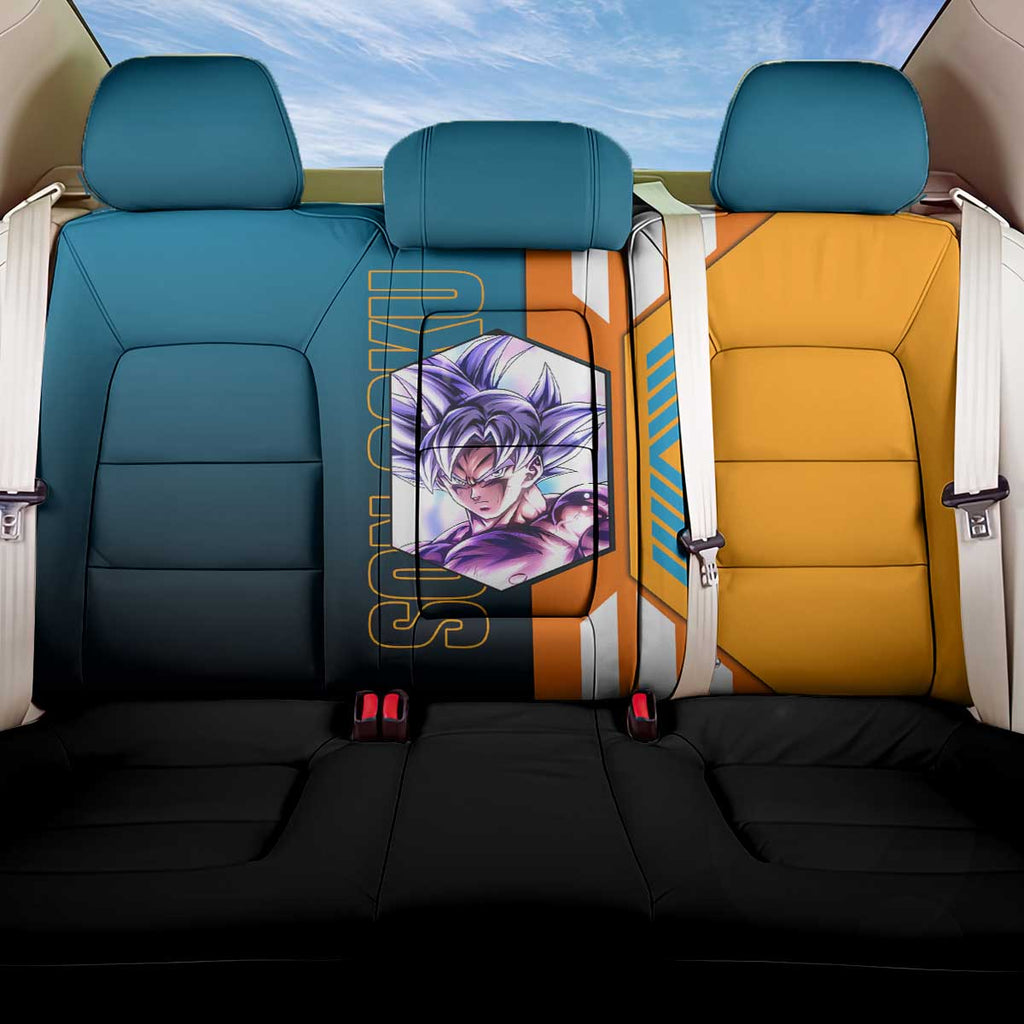 Son Goku from Dragon Ball Back Car Seat Cover with Orange Gi, Power Pose, and Energy Effect Design - The Mazicc