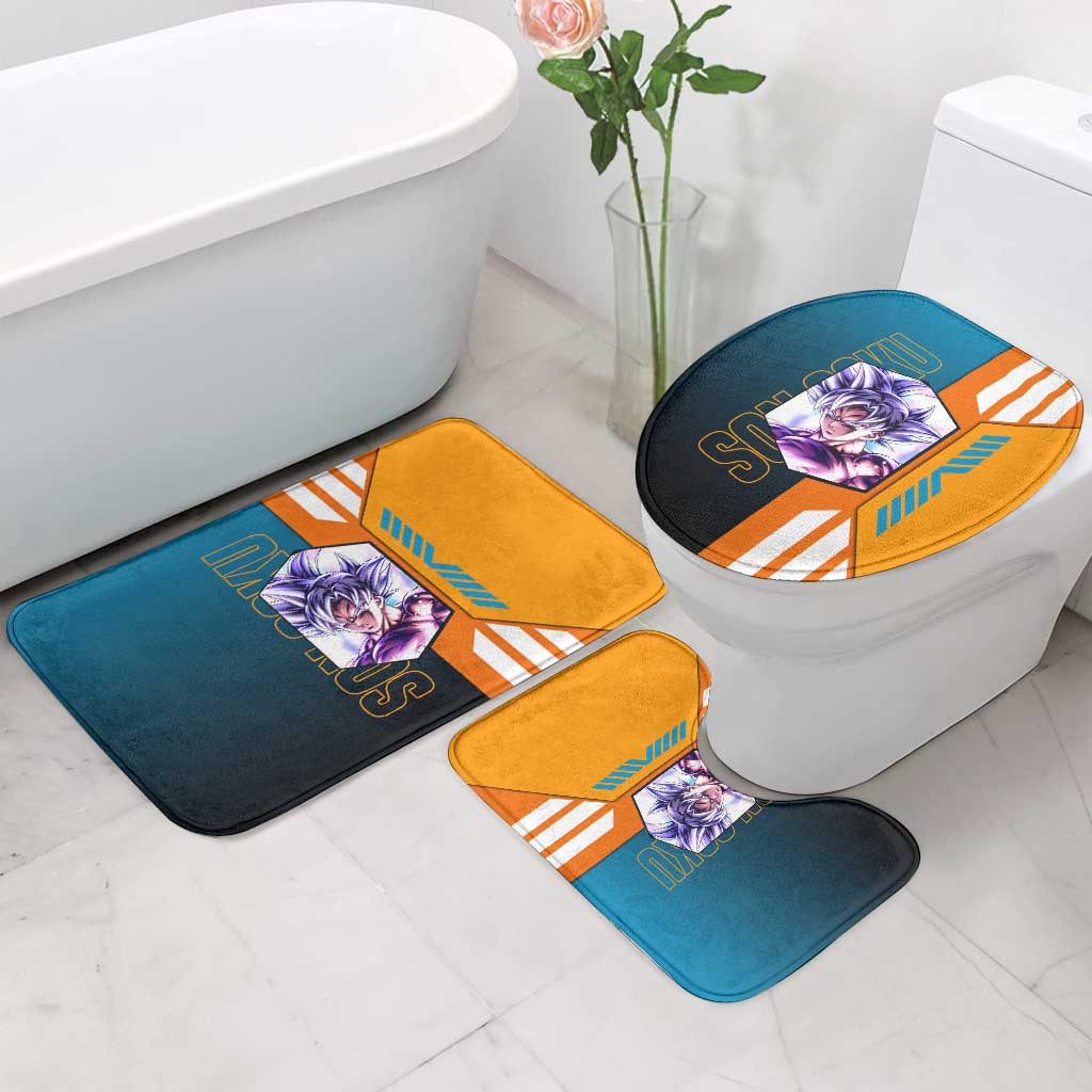 Son Goku from Dragon Ball Bathroom Set with Orange Gi, Power Pose, and Energy Effect Design - The Mazicc