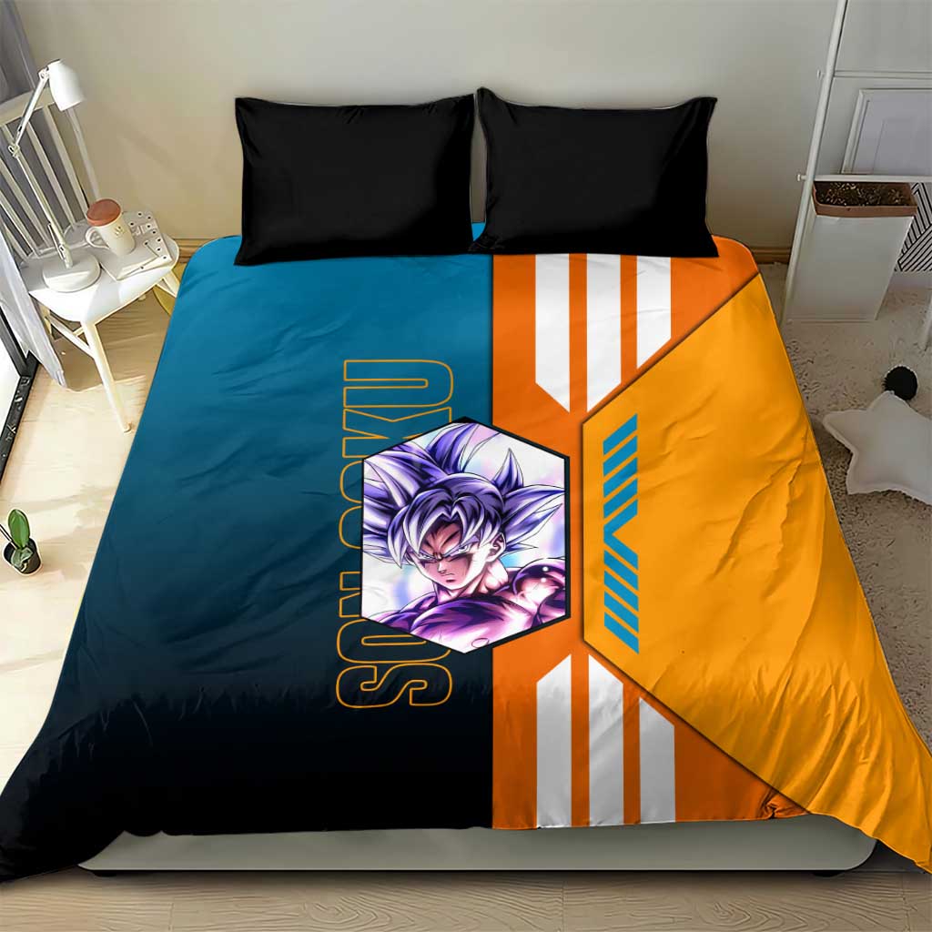 Son Goku from Dragon Ball Bedding Set with Orange Gi, Power Pose, and Energy Effect Design - The Mazicc